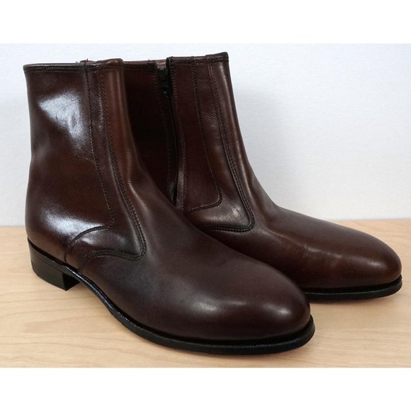 LEHIGH Classics Brown Leather Zip Up Slip On Steel Toe Dress Work Boots 8.5D main image 8